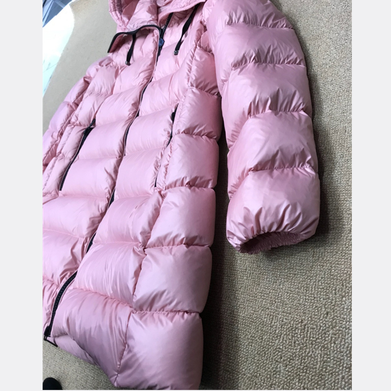 High quality warm sweet style pink coat 90% white duck filling zipper hooded winter down jacket women 201019