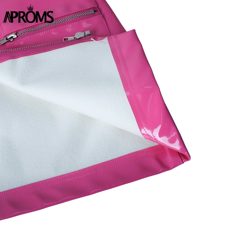 Aproms Pink PU Leather Pencil Skirt Women Autumn Winter Short Mini Skirts Female Sexy Streetwear Front Zipper Skirt Bottoms 201027
