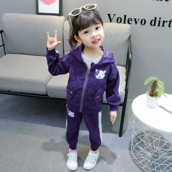 Girls Clothes Set toddler Girls clothing Suit top+Pants 2 Pcs Spring cat Children's Set Teen Girls Clothes Suit 2 3 4 6 Years Y1107