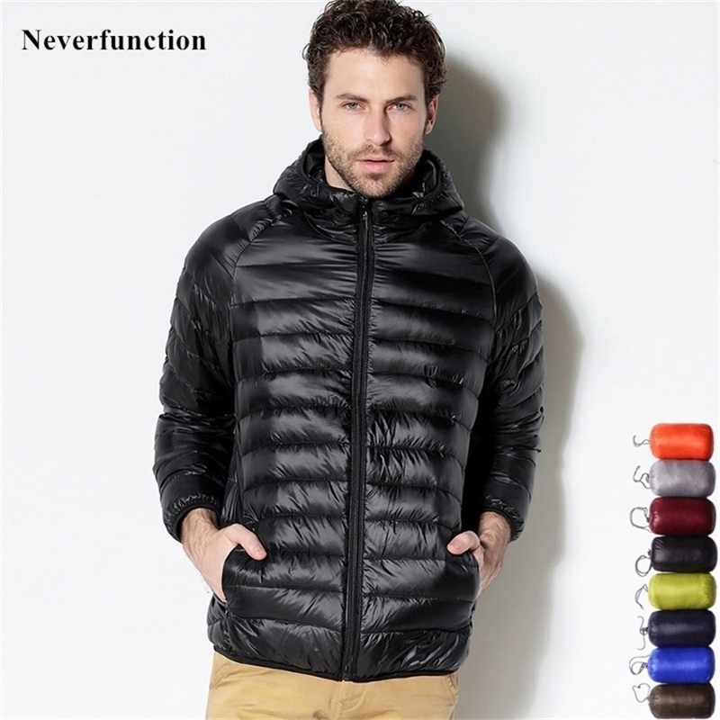 7 color Ultralight Men's Portable Hooded White Duck Down Jacket Windbreaker Feather Parka new Winter Warm Coat Outwear 6XL 201223