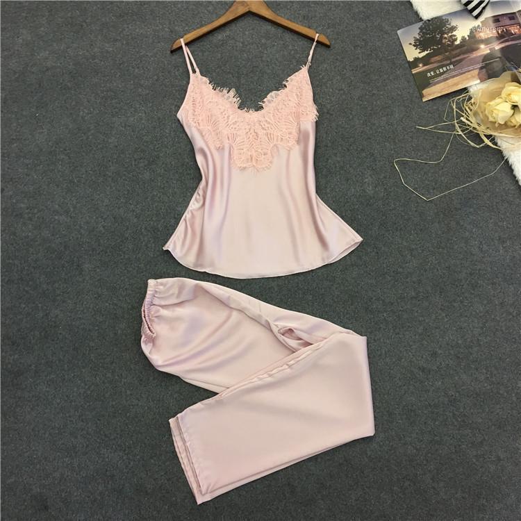 Sexy Lace Women Pajama Set Spaghetti Strap Nightgown+Long Pant Set Casual Women Pijama1, Pink
Sexy Lace Women Pajama Set Spaghetti Strap Nightgown+Long Pant Set Casual Women Pijama1, Pink