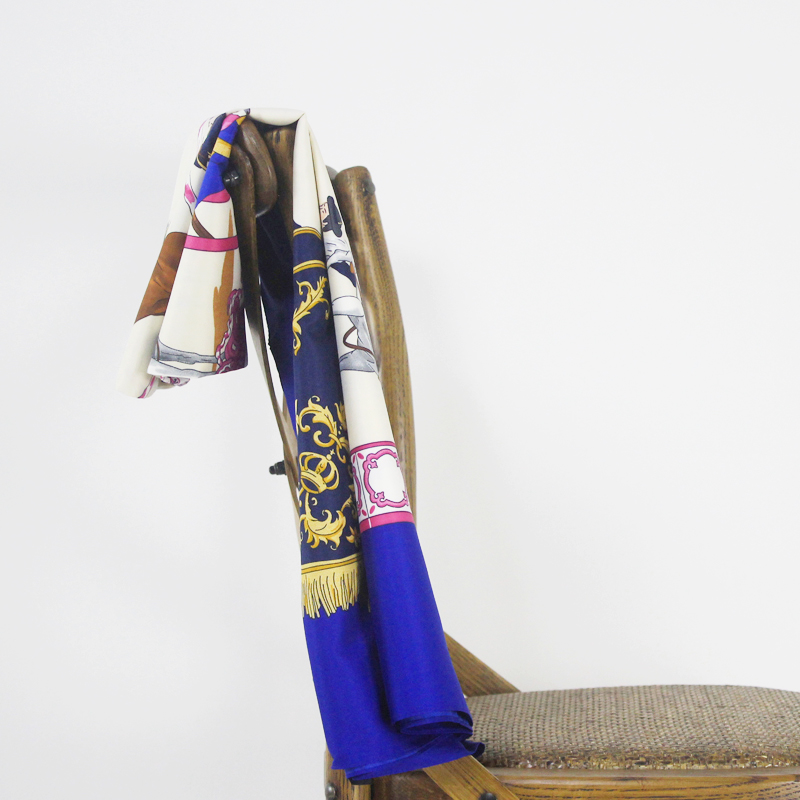 Woman Silk Scarfs Square Large Twill Wraps Women Big Horse Print Shawl Stole Hijab Soie