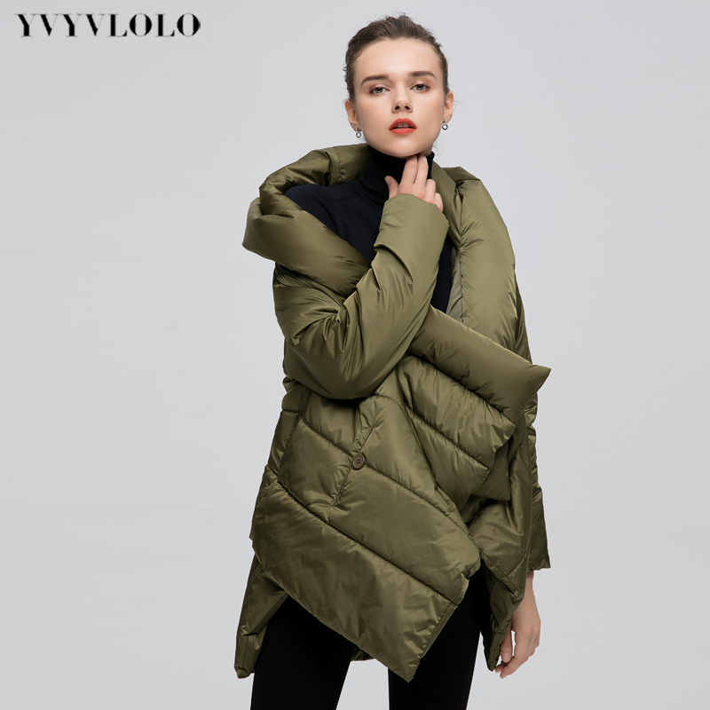YVYVLOLO Women's Winter Jacket Fashion Cloak Winter Coat Women Parka Loose Plus Size Down Winter Coat Warm Jacket Overcoat 201019