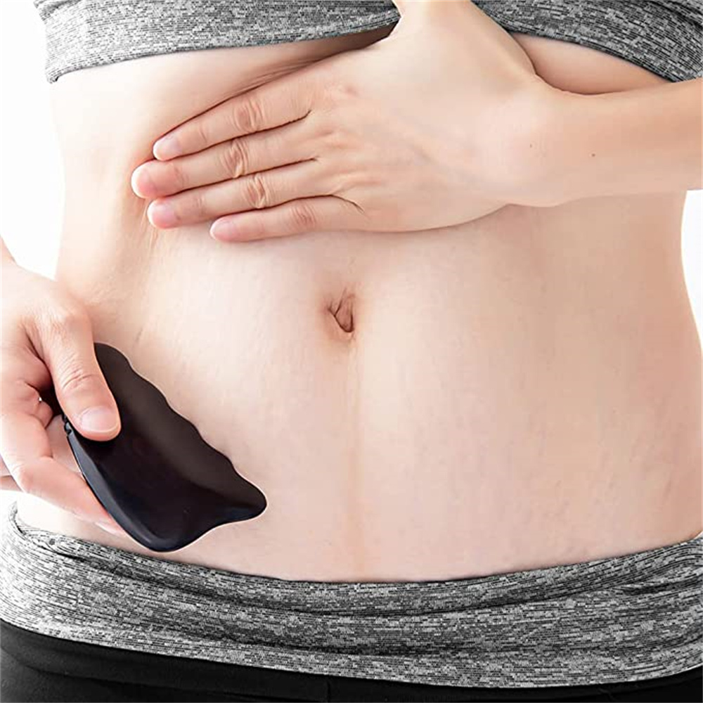 Wholesale Gua Sha Facial Body Massage Tools, Unique 9-Edge Bian Stone,with Ridges, Gentle GuaSha Scraping Tool Black KD