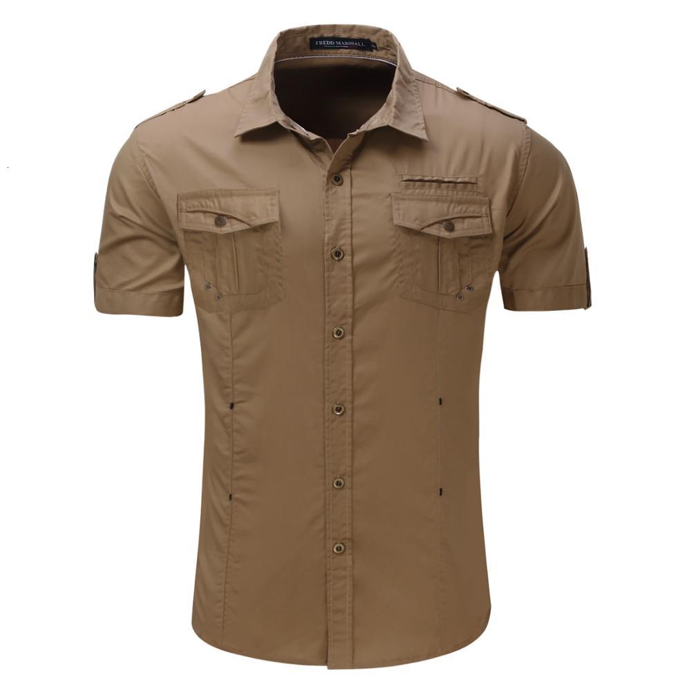 2021 New Summer Denim Male Shirts Short Army Cargo Sleeve WTRS, 55890 1