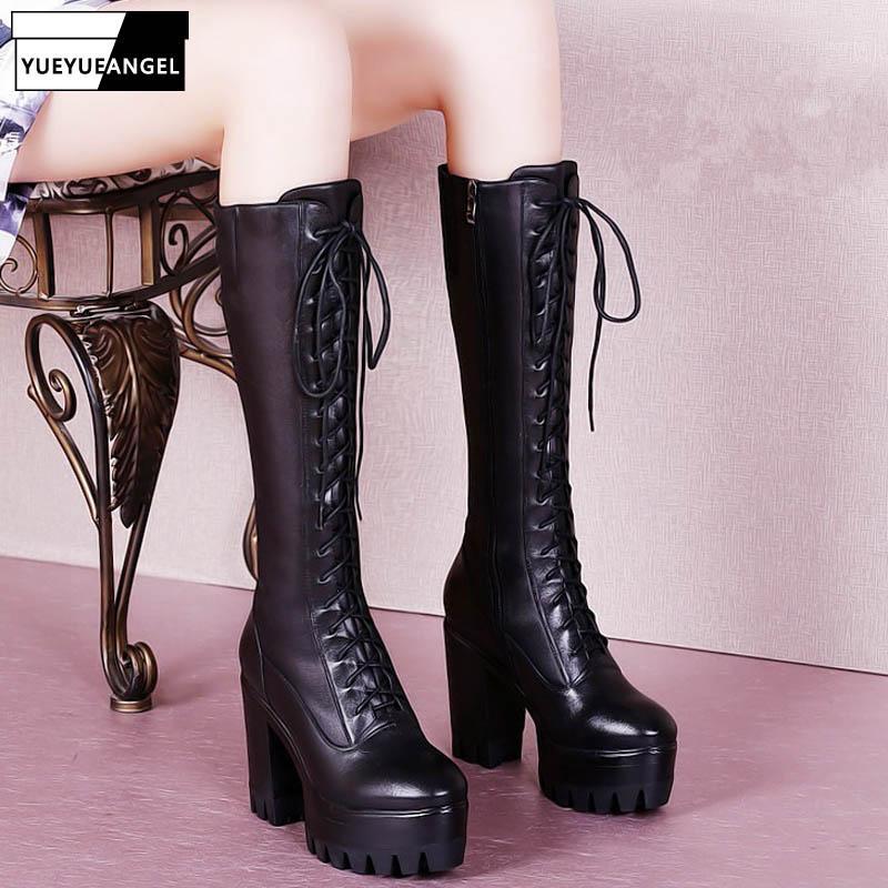 Lace-Up Platform Thigh High Boots Women Genuine Cowhide Thick High Heel Stretch Long Boots Winter Short Plush Black Booties1
Lace-Up Platform Thigh High Boots Women Genuine Cowhide Thick High Heel Stretch Long Boots Winter Short Plush Black Booties1