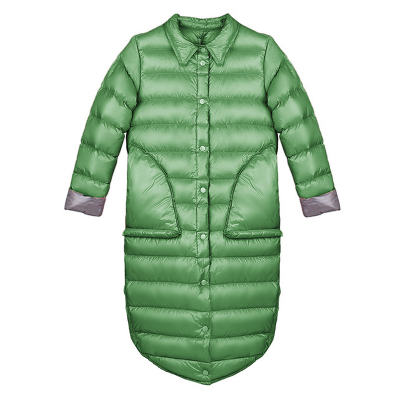 Woman Winter Padded Warm Coat Ultra Light Duck Down Jacket Long Female Overcoat Slim Solid Jackets Winter Coat Portable Parkas T200107