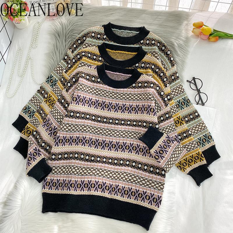 OCEANLOVE Vintage Woman Sweaters 2020 Autumn Winter Clothes Japan Style Loose Printed Fashion Pull Femme Ropa Mujer 19011, Green
OCEANLOVE Vintage Woman Sweaters 2020 Autumn Winter Clothes Japan Style Loose Printed Fashion Pull Femme Ropa Mujer 19011, Green