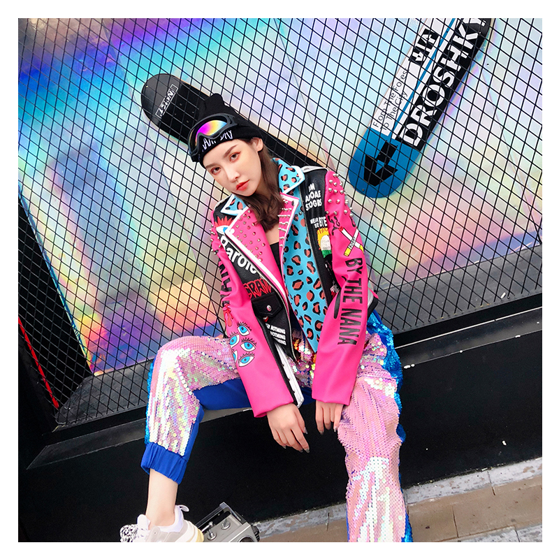 LORDXX Leather Jacket Women Streetwear Club Punk Autumn Fashion Cropped Jacket With Belt Multicolor Motorcycle Coats 201017