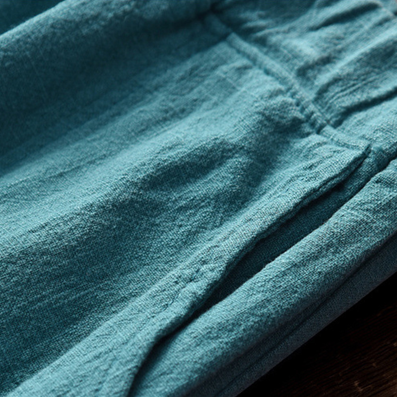 Johnature Autumn Solid Color Pockets Loose Pants 2019 New Women Vintage Elastic Waist Cotton Linen Wide Leg Full Length Pants T200319