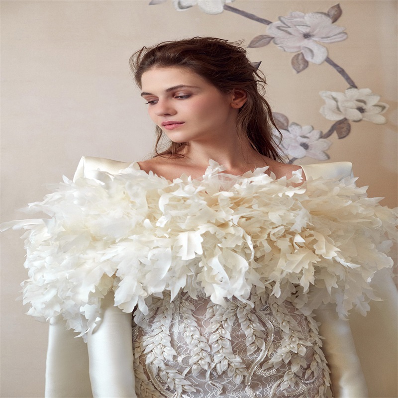 New Arrival Mermaid Wedding Dresses With Wrap Modern Design Long Sleeves Bridal Gowns 3D Floral Appliqued Lace Wedding Dress Sweep Train