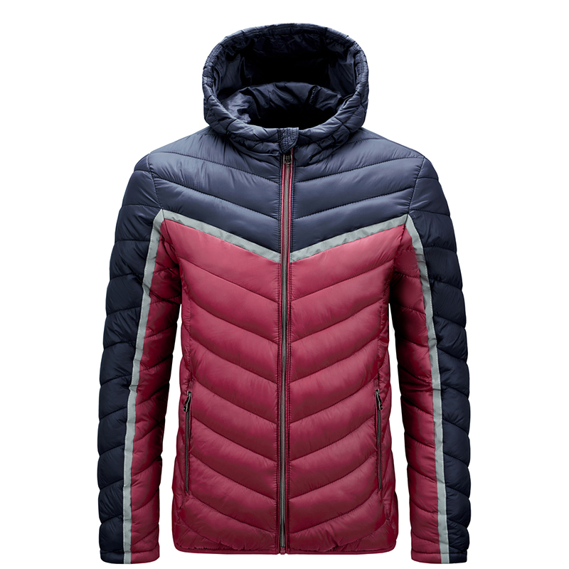 New Winter Hoodied Parkas Men's Jacket Contrast Color Casual Fashion Warm Zipper Pocket Cotton Coat Large Size Men Clothing 201102