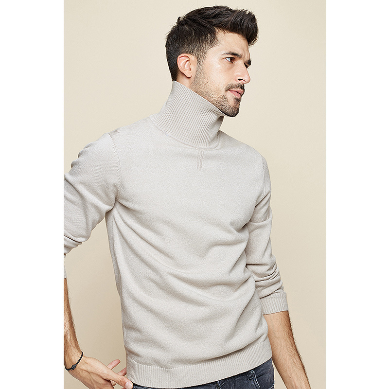 KUEGOU autumn winter Man's sweater Knitting High collar turtleneck men Warm sweater fashion gentleman plus size XZ-8923 201124
