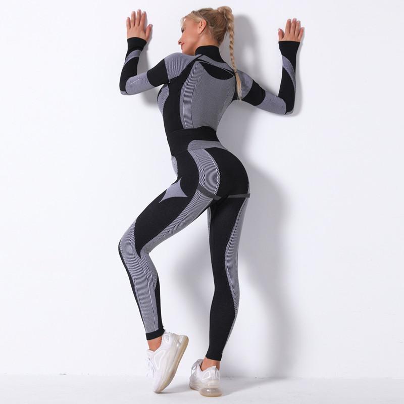 Yushuhua Knitted Stripes 2-piece Sports Set Seamless Sportswear High Collar Long sleeve Shirt Fitness Leggings Women's Yoga Set1, Dark green
Yushuhua Knitted Stripes 2-piece Sports Set Seamless Sportswear High Collar Long sleeve Shirt Fitness Leggings Women's Yoga Set1, Dark green
