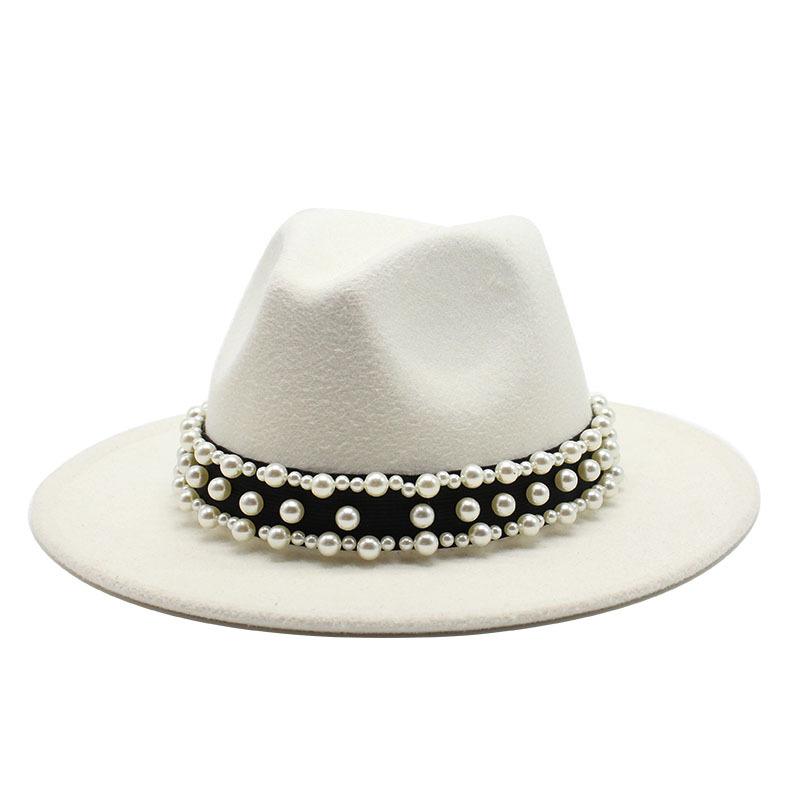 Wide Brim Hats Women Men Wool Fedora Hat With Pearl Ribbon Gentleman Elegant Lady Winter Autumn Panama Sombrero Jazz Cap 60CM, White
Wide Brim Hats Women Men Wool Fedora Hat With Pearl Ribbon Gentleman Elegant Lady Winter Autumn Panama Sombrero Jazz Cap 60CM, White