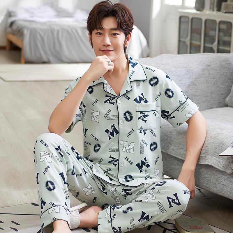 Summer Pyjamas Mens Knitted Cotton Pajamas Set Short Sleeve Turn-down Collar Men Sleepwear Loose Plus Size 3XL Male Homewear1, Ysx7911
Summer Pyjamas Mens Knitted Cotton Pajamas Set Short Sleeve Turn-down Collar Men Sleepwear Loose Plus Size 3XL Male Homewear1, Ysx7911