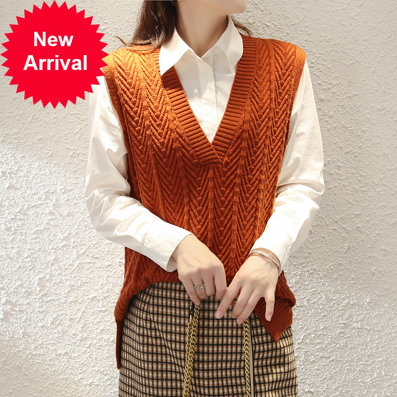 2021 New Deep v Herringbon Knitted 100% Wool Thick Released Female Winter Sweater Vest Girl Swaeter Ioh6, Orange.
2021 New Deep v Herringbon Knitted 100% Wool Thick Released Female Winter Sweater Vest Girl Swaeter Ioh6, Orange.