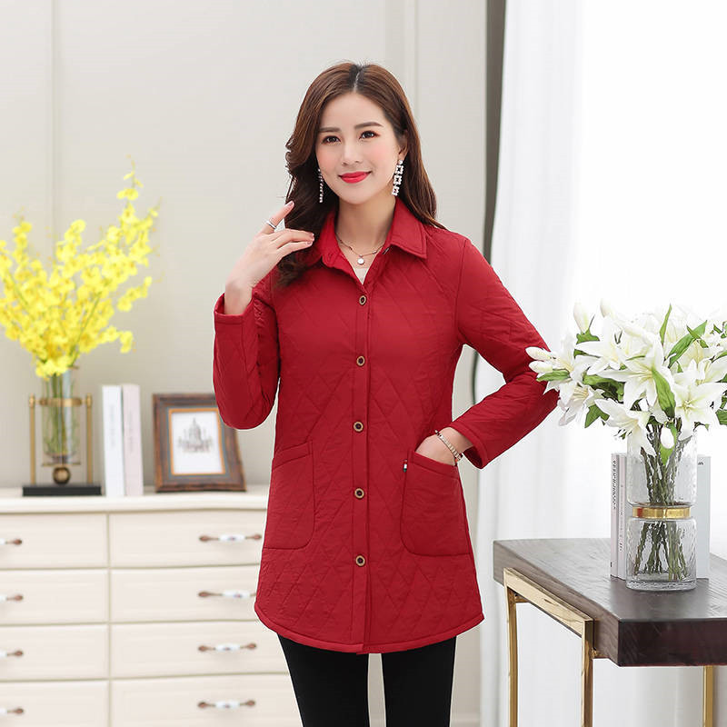 Autumn Women Thin Plus Size Mid Long Shirt-style Cotton Coat Winter Korean Loose Warm Cotton Casual Lady Cotton Jacket 201110wtt