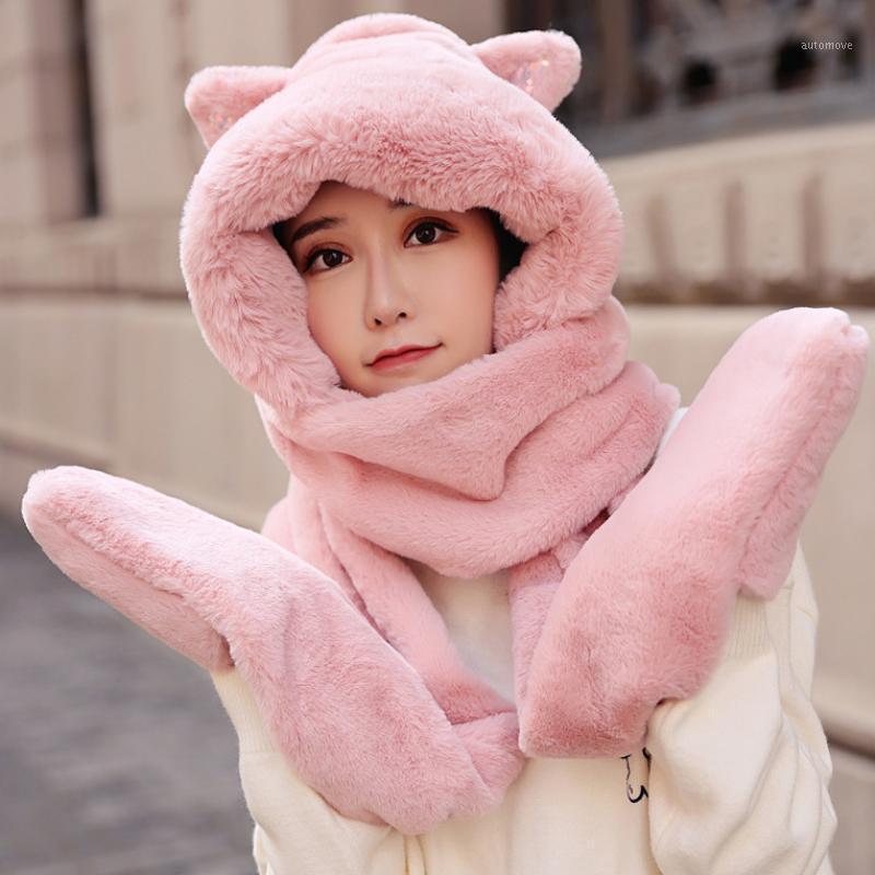 Warm Women Winter Hat Cute Ears Earflap Trapper Cap Ladies Soft Fleece Hat Scarf Gloves Set Female Windproof Riding Russian1
Warm Women Winter Hat Cute Ears Earflap Trapper Cap Ladies Soft Fleece Hat Scarf Gloves Set Female Windproof Riding Russian1