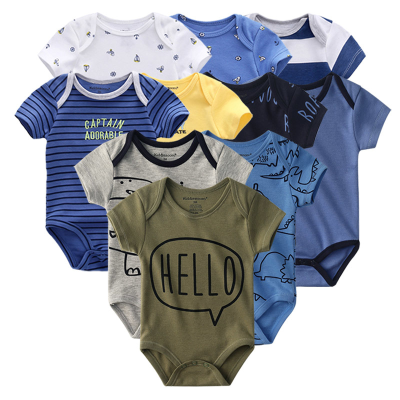 Baby Boy Clothes Set Cotton born Unisex Cartoon Solid Baby Girl Clothes Short Sleeve Jumpsuit Print Ropa Bebe LJ201223