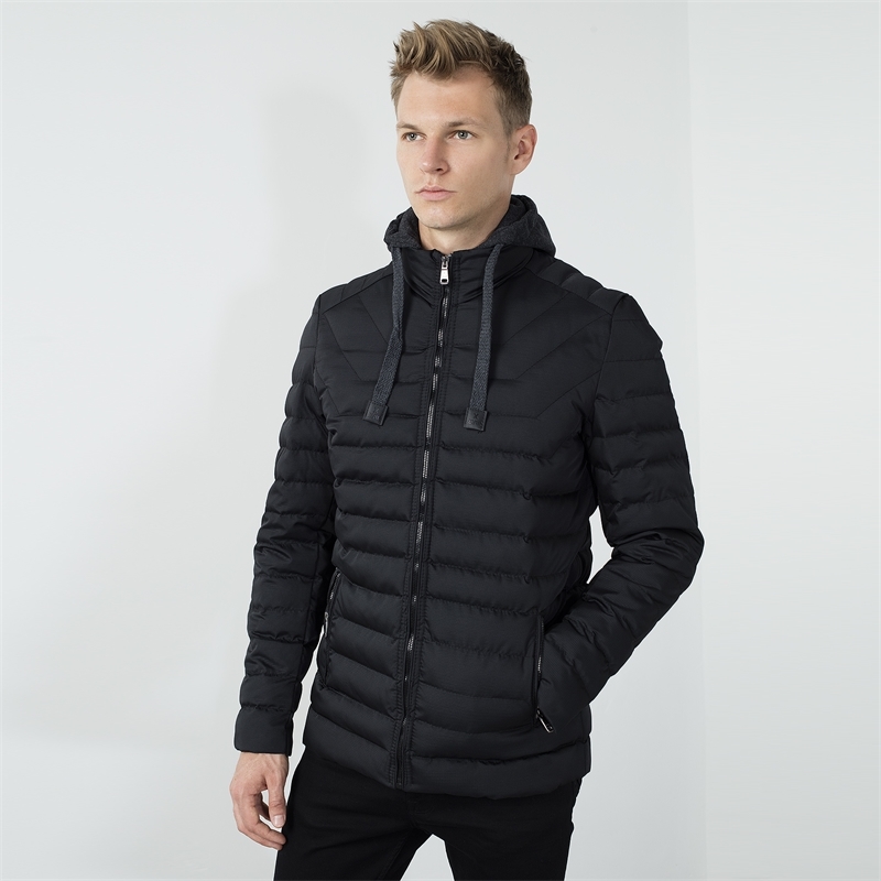 Buratti Zipper Removable Hooded Upright Collar Slim Fit Inflatable Coat MALE COAT 5855039 201028