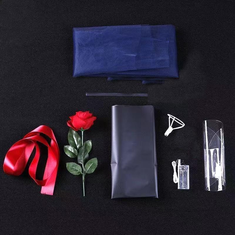 LED Luminous Balloon Rose Bouquet Transparent Bubble Rose Flashing Light Bobo Ball Valentines Day Gift Birthday Party Wedding Decor