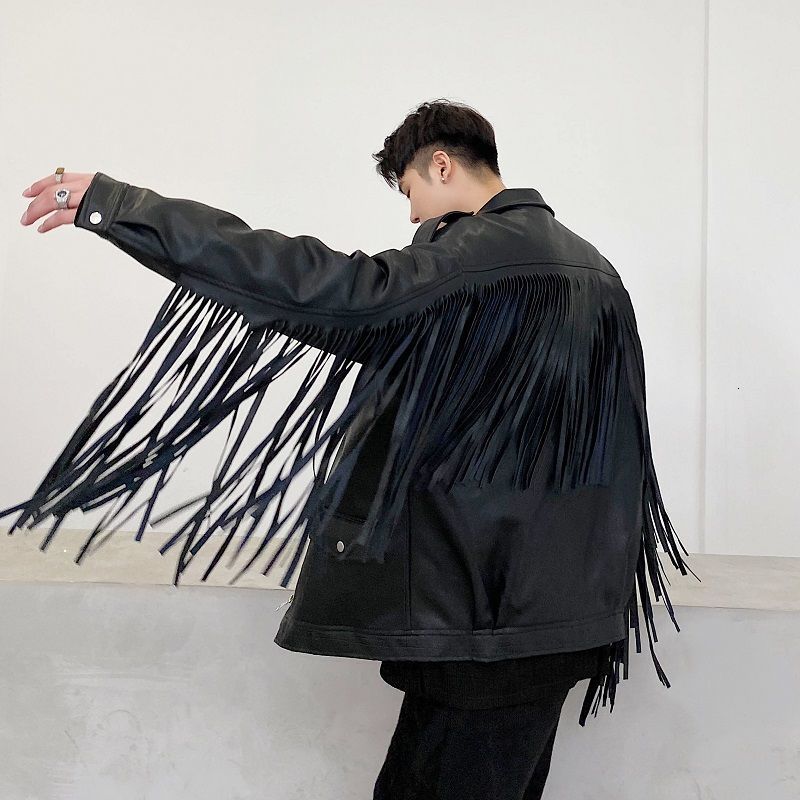 Dark Streetwear 2021 Men's Loose Popular Design Felt Fried Leather Jacket Recommend EQ8U, Black
Dark Streetwear 2021 Men's Loose Popular Design Felt Fried Leather Jacket Recommend EQ8U, Black