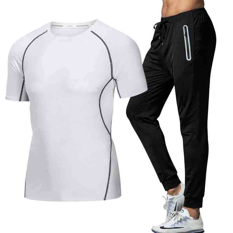 Sports suit men's round neck short sleeve quick-drying slow running suit fitness hiking thin trousers two-piece suit, Gray
Sports suit men's round neck short sleeve quick-drying slow running suit fitness hiking thin trousers two-piece suit, Gray