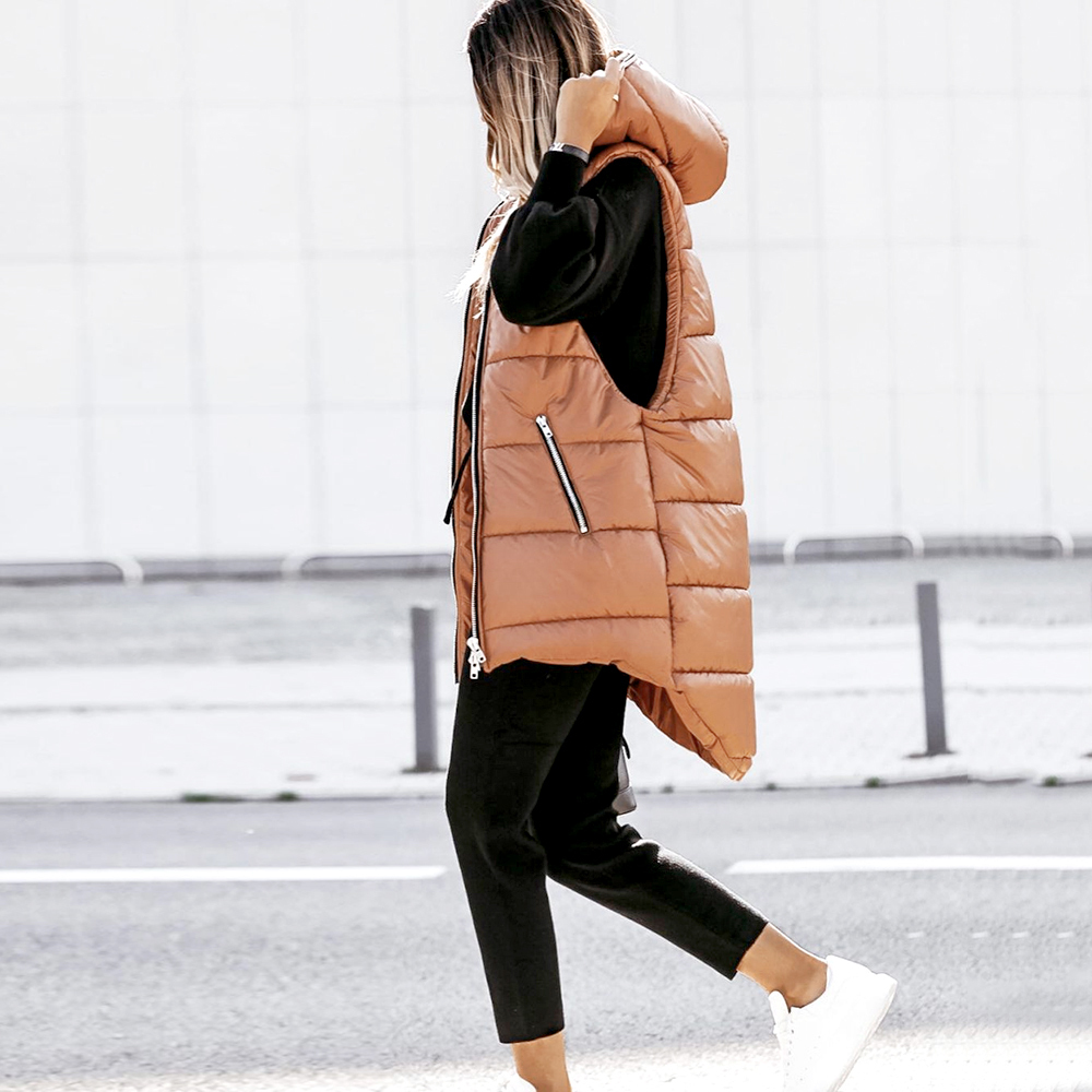 Ultra Light Winter Coat Jacket For Women Sleeveless Zipper Pocket Warm Thick Parka Outerwear Ladies Overcoats Waterproof D30 201201