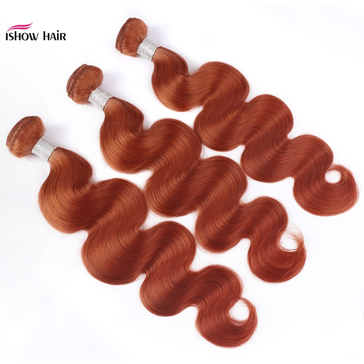 Ishow Hair Weaves Bundles Weft for Women All Ages Orange Ginger #350 Malaysian Brazilian Peruvian Virgn Human Hair Extensions 8-28inch