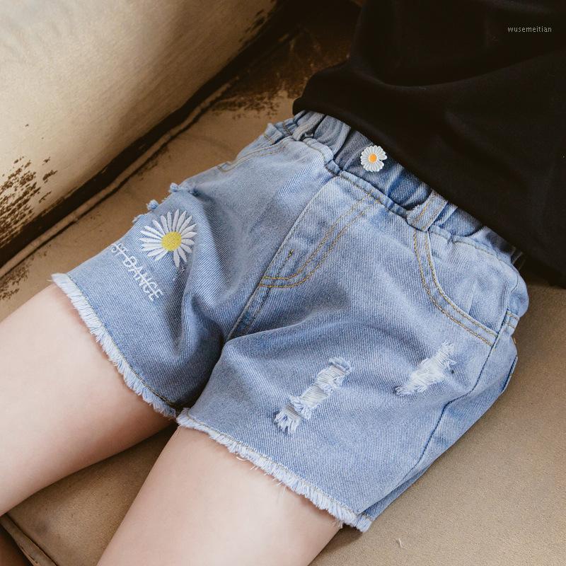 

Fashion Hole Denim Shorts For Baby Girls Washed Ripped Daisy Flower Jeans Short Children Summer Clothes Teenage Girl Hotpants 121, Blue