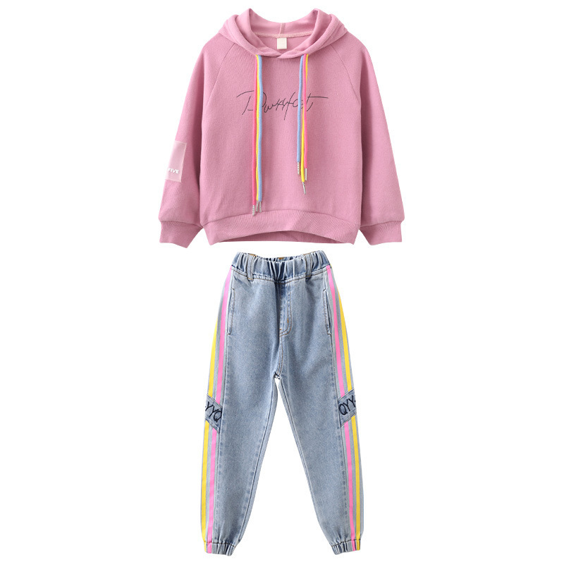 Children's Sports Suit Hoodies Jeans Tracksuit For Children Toddler/baby Girl Fall Clothes Kids Outfit School Costume For GirlsX1019