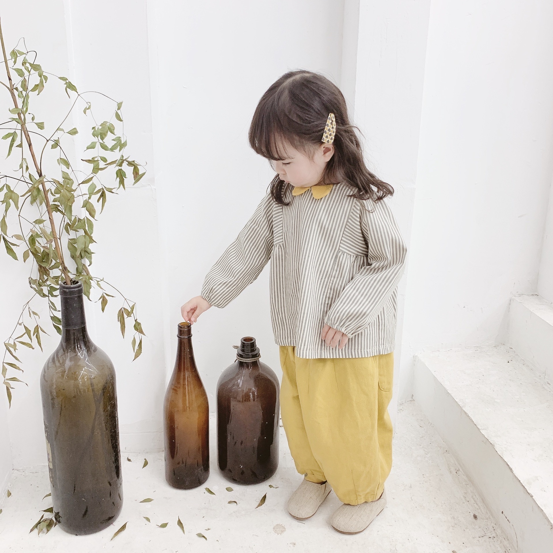 Spring Autumn boys girls Korean style high waist harem pants 1-5 years children solid color all-match ninth pants LJ201019
