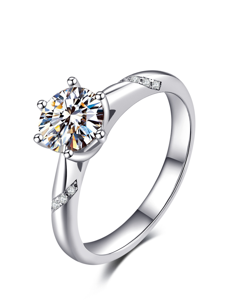 BOEYCJR 925 Silver 0.5ct/1ct/2ct F color Moissanite VVS Engagement Wedding Diamond Ring With national certificate for Women 201112