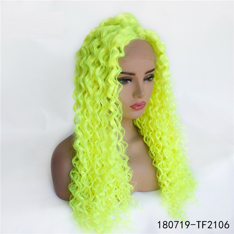 Green Color Synthetic Simulation Human Hair Lace Front Wigs 14~26 inches Perruques de cheveux humains 180719-GREE
