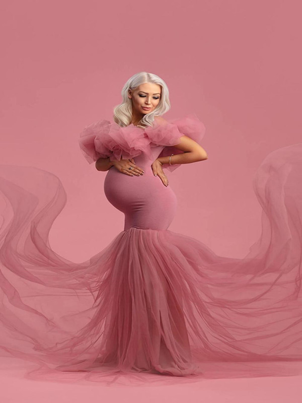 Blush Pink Mermaid Evening Dresses Plus Size Off Shoulder Ruffle Sweep Train Maternity Gowns Pregnant Women Party Fashion Nightgowns, Lavender
Blush Pink Mermaid Evening Dresses Plus Size Off Shoulder Ruffle Sweep Train Maternity Gowns Pregnant Women Party Fashion Nightgowns, Lavender