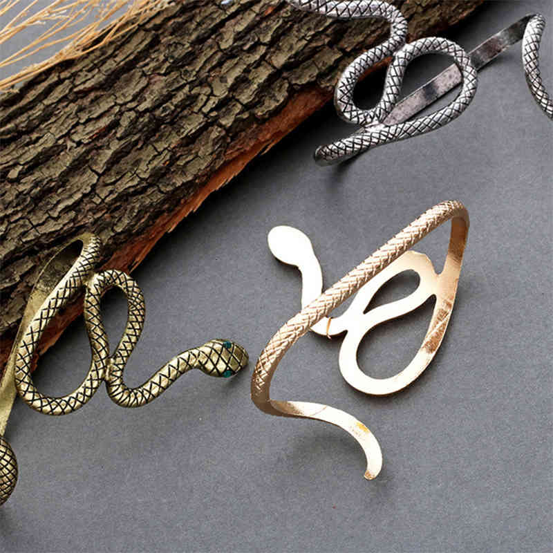 Vintage Big Statement Punk Fashion Snake Spiral Upper Arm Cuff Armlet Armband Bangle Bracelet Men Jewelry for Women Bracelets
