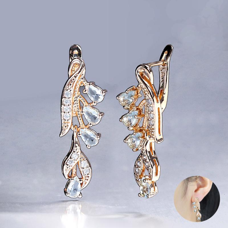 Womens Earrings Leaf Teardrop Olivine Blue CZ 585 Rose Gold Filled Dangle Drop Earrings for Women Cubic Zirconia Snap LGE195
Womens Earrings Leaf Teardrop Olivine Blue CZ 585 Rose Gold Filled Dangle Drop Earrings for Women Cubic Zirconia Snap LGE195