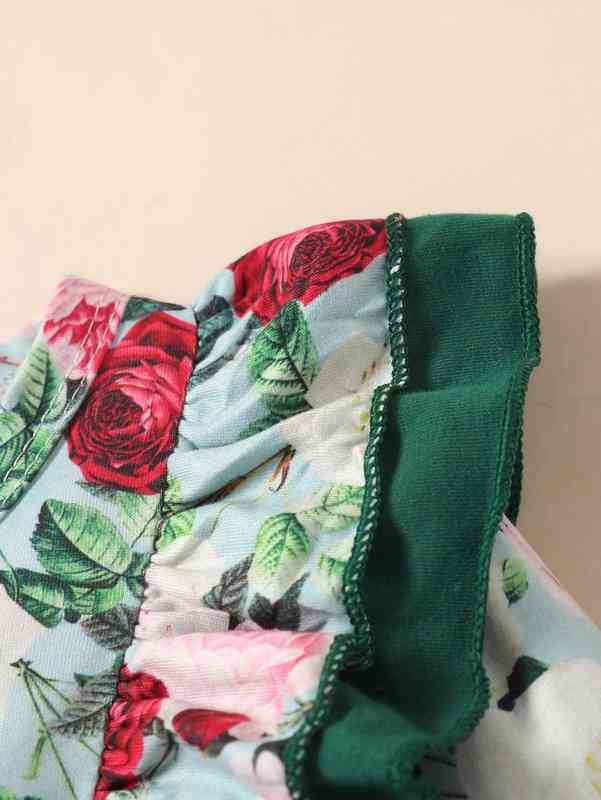 Baby Floral Print Lettuce Trim Dress SHE