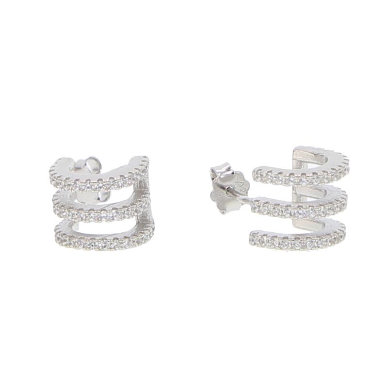 Stud 925 Sterling Silver Minimalist Stackable Micro Pave Cz Earring Half Circle Charm Beads Dainty Jewelry