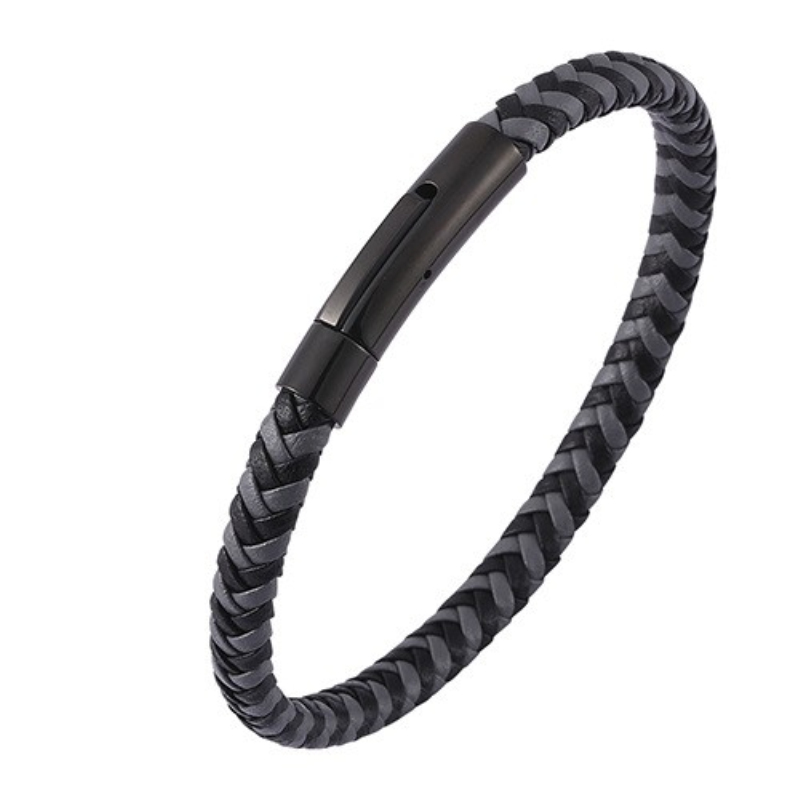 Fashion Jewelry Multicolor Men Women Braid Leather Bracelet Bangle with Titanium Steel Clasp