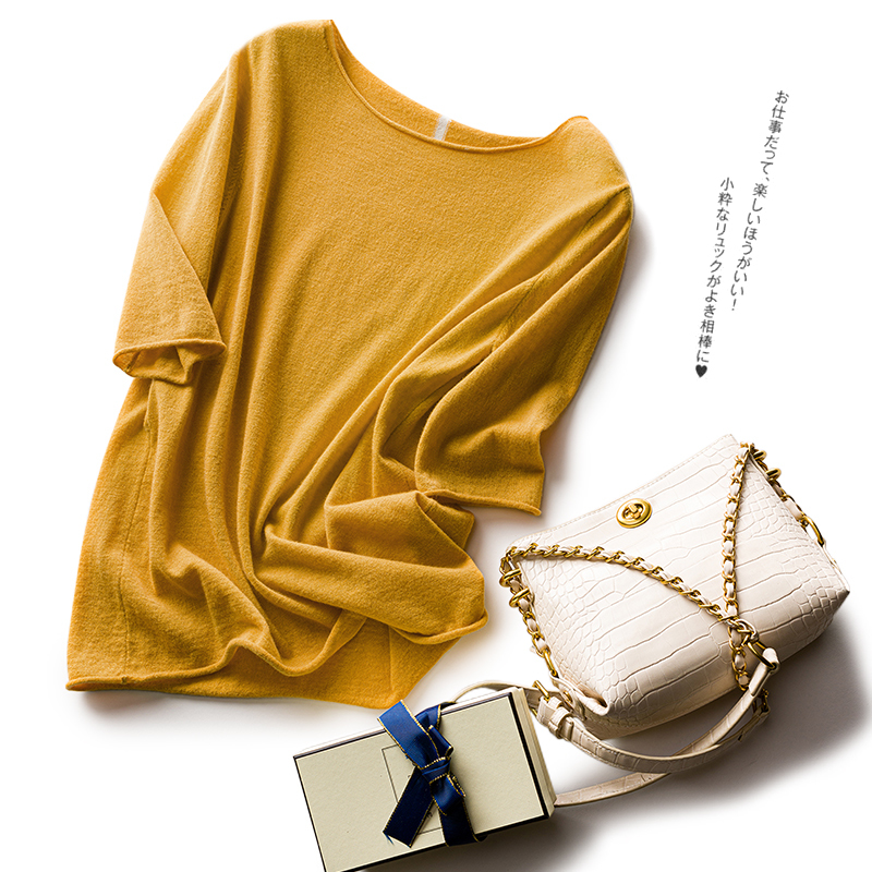 VOGGIN Merino wool sweaters for women three quarter sleeve top pullovers hemming O neck base layer ladies worsted clothes 201017