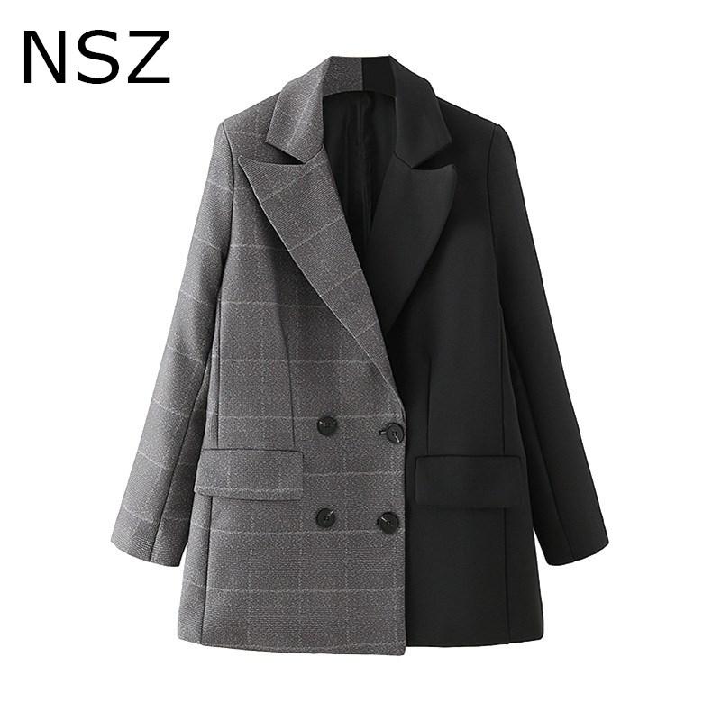 NSZ women checked patchwork black oversized blazer double breasted office ladies formal jacket fall fashion coat outerwear, 06-1
NSZ women checked patchwork black oversized blazer double breasted office ladies formal jacket fall fashion coat outerwear, 06-1