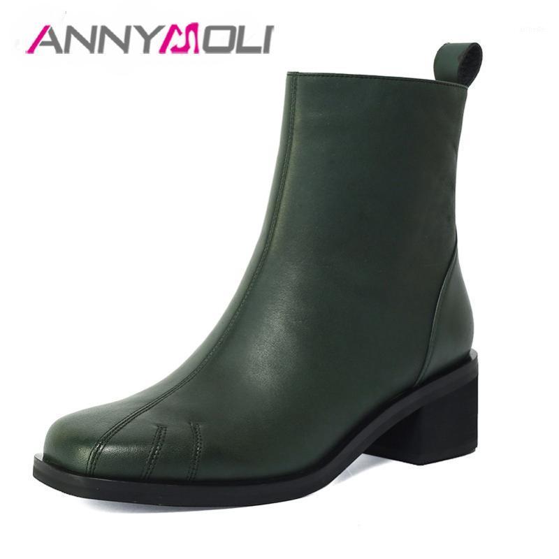 ANNYMOLI High Heel Ankle Boots Genuine Leather Women Boots Zip Round Toe Shoes Block Heel Ladies Short Winter Green 33-401, Black
ANNYMOLI High Heel Ankle Boots Genuine Leather Women Boots Zip Round Toe Shoes Block Heel Ladies Short Winter Green 33-401, Black