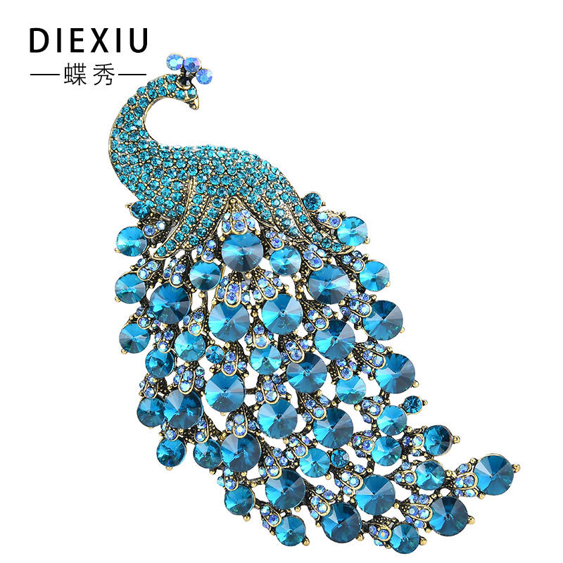 Deshow Colorful Peacock Brooches For Women Large Bird Brooch Pin Vintage Fashion Accessories High Quality Ne 201009