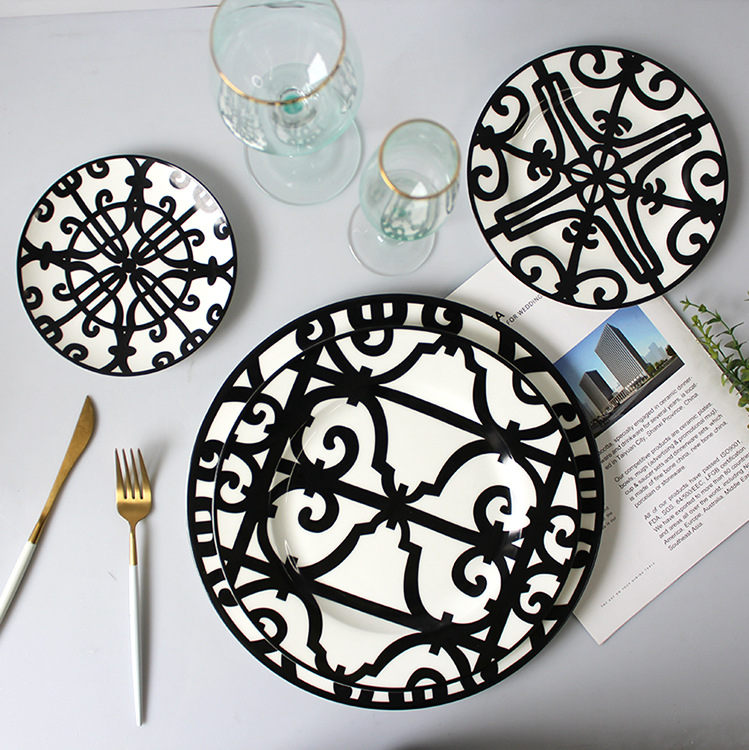 Whole sale kinds size black ceramic dishes dinnerware decorative bone china dinner plate sets steak dessert tableware
Whole sale kinds size black ceramic dishes dinnerware decorative bone china dinner plate sets steak dessert tableware