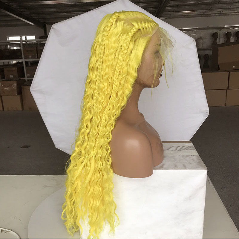 Long cornrow braids Synthetic Lace Front Wigs for africa Women Yellow Hair Braided Box Braids Wig High Temperature Fiber Hair Lace Wigs