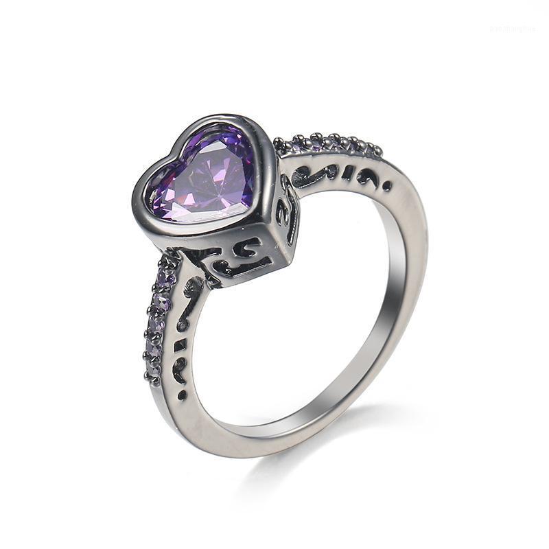 Wedding Rings Fashion Purple Cubic Zirconia Love Heart Jewelry Ring For Women Black Titanium Engagement Luxury Bague Femme, Slivery;golden 
Wedding Rings Fashion Purple Cubic Zirconia Love Heart Jewelry Ring For Women Black Titanium Engagement Luxury Bague Femme, Slivery;golden