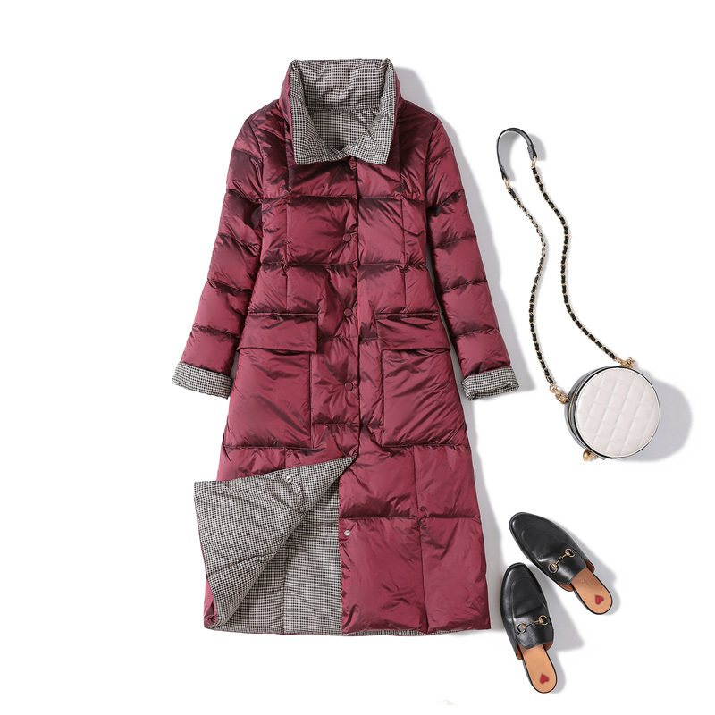 New Winter Women Double Sided Long Down Jacket Winter Turtleneck White Duck Down Coat Female Warm Slim Parkas Snow Outerwea 201019