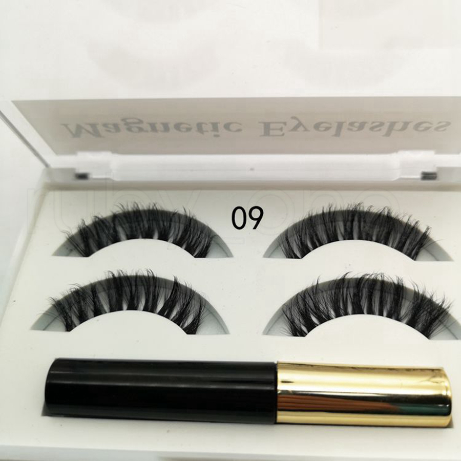 Magnetic Eyelashes Eyeliner Set Magnetic Natural Long Waterproof False Eyelashes Extension Eye Makeup Tools Set De Delineador De Ojos Con Pestanas Mag